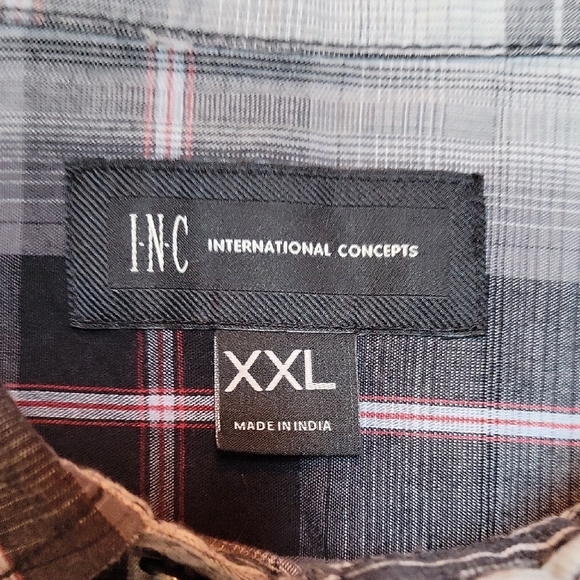 INC International Concepts Black and Gray Casual Button Down Shirt SIZE XXL - Picture 2 of 8